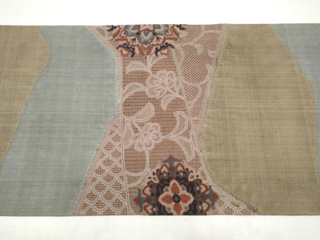 平和屋着物●中国三大刺繍　スワトウ刺繍　総刺繍　太鼓柄袋帯　紬地　正倉院花文　正絹　逸品　CABI9084hy