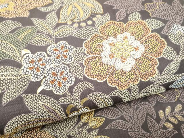 平和屋着物●西陣　服部織物謹製　六通柄袋帯　草花文　金糸　正絹　逸品　CABI9085hy