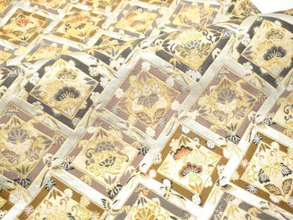 平和屋着物●田中工芸織物 祥園謹製　六通柄袋帯　唐織　草花菱文　金銀糸　正絹　逸品　CABI9087hy