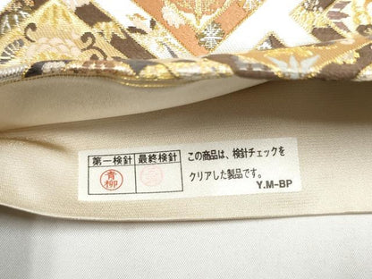 平和屋着物●田中工芸織物 祥園謹製　六通柄袋帯　唐織　草花菱文　金銀糸　正絹　逸品　CABI9087hy