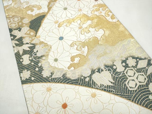 平和屋着物●六通柄袋帯　唐織　流水宝尽くし花文　金銀糸　正絹　逸品　CABI9089hy