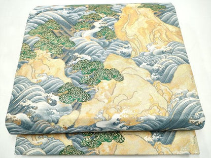 平和屋着物●六通柄袋帯　浜松文　金糸　正絹　逸品　CABI9094hy