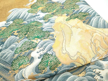 平和屋着物●六通柄袋帯　浜松文　金糸　正絹　逸品　CABI9094hy