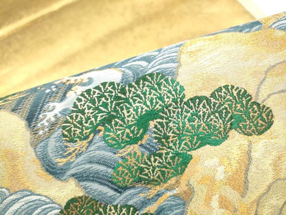 平和屋着物●六通柄袋帯　浜松文　金糸　正絹　逸品　CABI9094hy