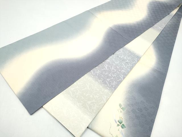 平和屋着物●両面　太鼓柄袋帯　作家物　手描き　枝葉鳥文　金銀彩　正絹　逸品　CABI9097hy