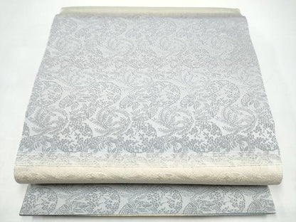 平和屋着物●両面　太鼓柄袋帯　作家物　手描き　枝葉鳥文　金銀彩　正絹　逸品　CABI9097hy