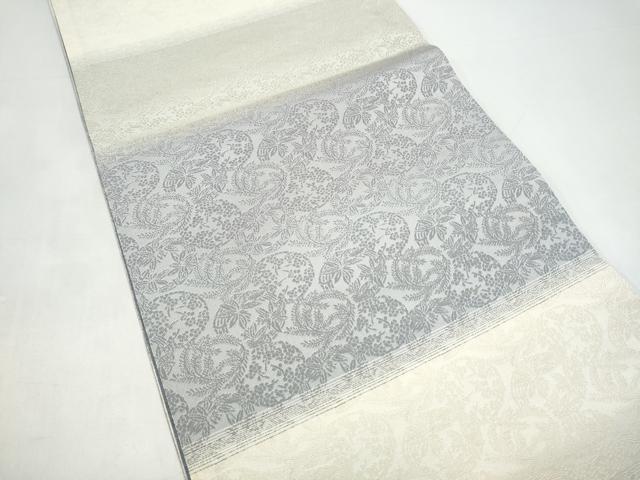 平和屋着物●両面　太鼓柄袋帯　作家物　手描き　枝葉鳥文　金銀彩　正絹　逸品　CABI9097hy