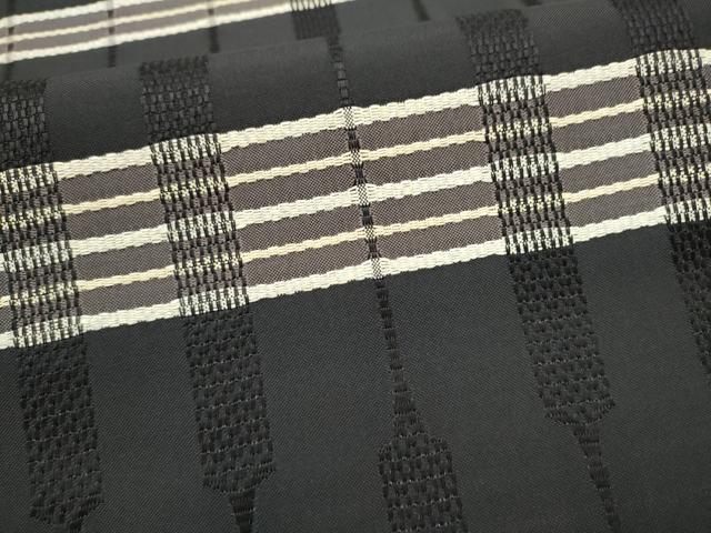 平和屋着物●六通柄袋帯　幾何学文様　黒地　さが美扱い　正絹　逸品　CABI9099hy