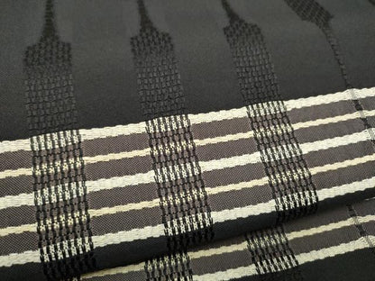 平和屋着物●六通柄袋帯　幾何学文様　黒地　さが美扱い　正絹　逸品　CABI9099hy