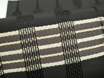 平和屋着物●六通柄袋帯　幾何学文様　黒地　さが美扱い　正絹　逸品　CABI9099hy