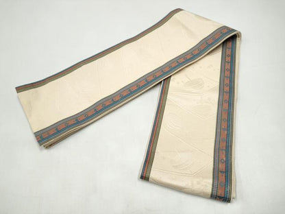 平和屋着物●本場筑前博多織　半幅帯　独楽　正絹　逸品　CABI9101hy