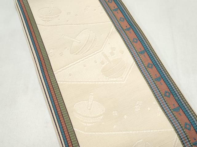 平和屋着物●本場筑前博多織　半幅帯　独楽　正絹　逸品　CABI9101hy
