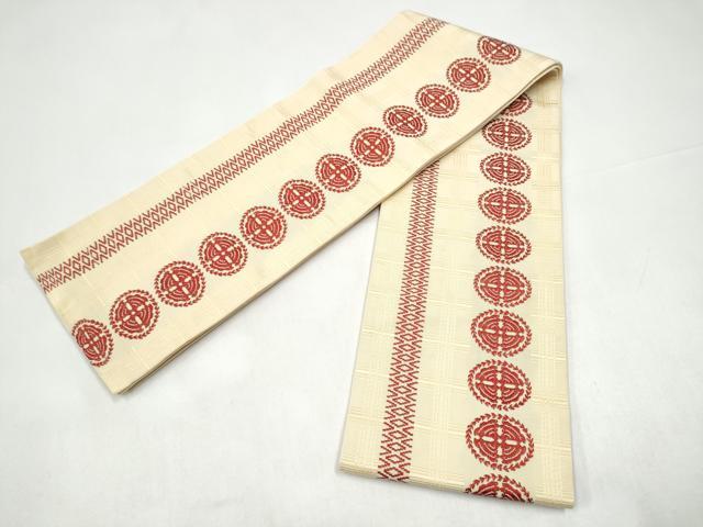 平和屋着物●本場筑前博多織　半幅帯　幾何学文様　正絹　逸品　CABI9103hy