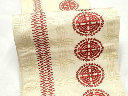 平和屋着物●本場筑前博多織　半幅帯　幾何学文様　正絹　逸品　CABI9103hy