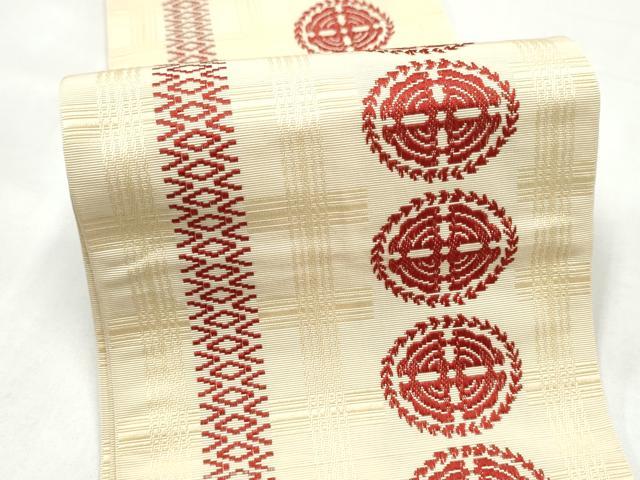 平和屋着物●本場筑前博多織　半幅帯　幾何学文様　正絹　逸品　CABI9103hy
