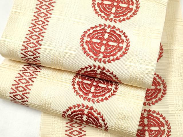平和屋着物●本場筑前博多織　半幅帯　幾何学文様　正絹　逸品　CABI9103hy