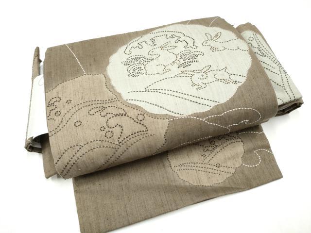 平和屋着物●ワンタッチつけ帯　紬地　刺し子　兎　やまと誂製　正絹　逸品　CABI9109hy