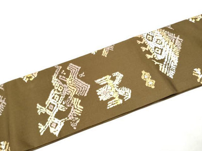 平和屋着物●三風魯・堀江三郎　つけ帯　唐織　草木染　コプト文様　正絹　逸品　CABI9110hy