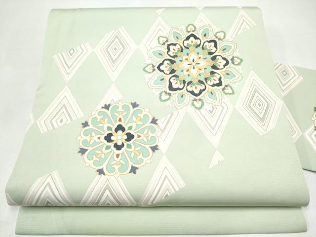 平和屋着物●塩瀬　九寸名古屋帯　正倉院花文　金彩　正絹　逸品　CABI9120hy