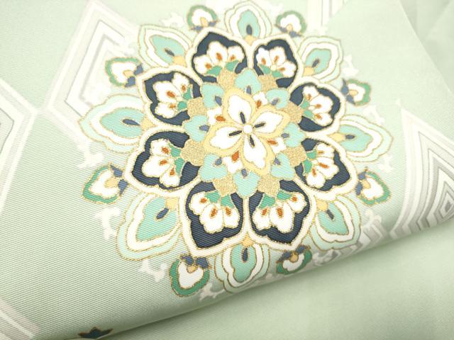 平和屋着物●塩瀬　九寸名古屋帯　正倉院花文　金彩　正絹　逸品　CABI9120hy