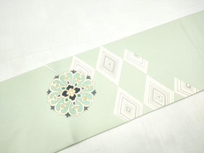 平和屋着物●塩瀬　九寸名古屋帯　正倉院花文　金彩　正絹　逸品　CABI9120hy