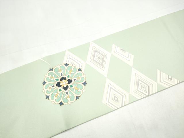 平和屋着物●塩瀬　九寸名古屋帯　正倉院花文　金彩　正絹　逸品　CABI9120hy