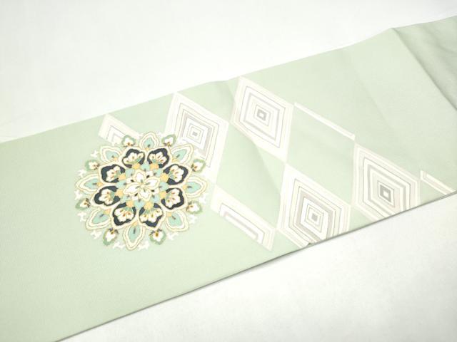 平和屋着物●塩瀬　九寸名古屋帯　正倉院花文　金彩　正絹　逸品　CABI9120hy