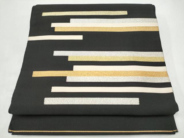 平和屋着物●爪掻き本綴れ　八寸名古屋帯　霞文　黒地　正絹　逸品　CABI9122hy
