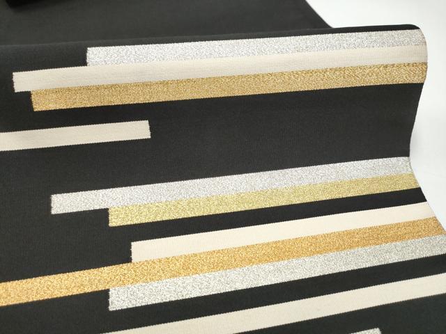 平和屋着物●爪掻き本綴れ　八寸名古屋帯　霞文　黒地　正絹　逸品　CABI9122hy