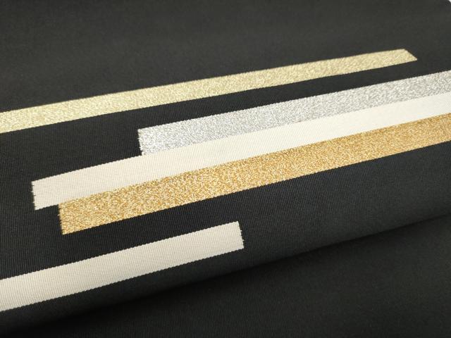 平和屋着物●爪掻き本綴れ　八寸名古屋帯　霞文　黒地　正絹　逸品　CABI9122hy