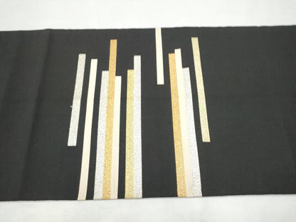 平和屋着物●爪掻き本綴れ　八寸名古屋帯　霞文　黒地　正絹　逸品　CABI9122hy