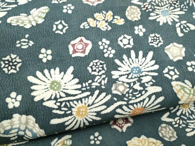 平和屋着物●九寸名古屋帯　型染め　花蝶文　正絹　逸品　CABI9124hy