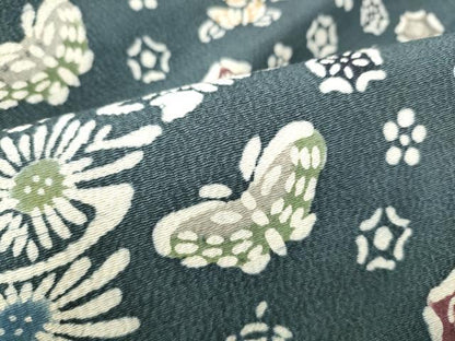 平和屋着物●九寸名古屋帯　型染め　花蝶文　正絹　逸品　CABI9124hy