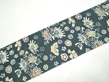 平和屋着物●九寸名古屋帯　型染め　花蝶文　正絹　逸品　CABI9124hy