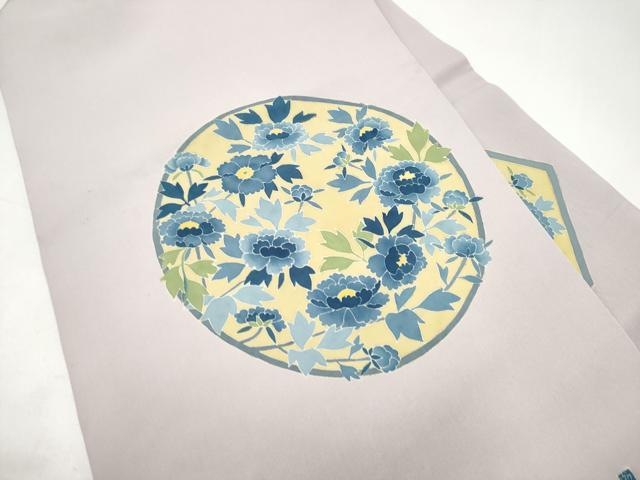 平和屋着物●本加賀友禅作家　奥原一就　塩瀬　九寸名古屋帯　草花丸文　正絹　逸品　CABI9129hy