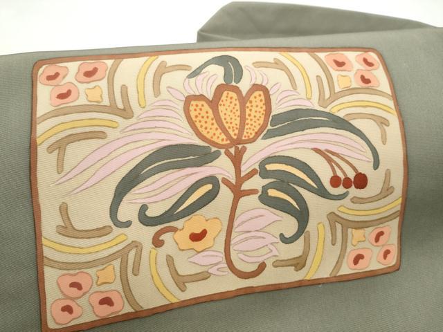 平和屋着物●塩瀬　九寸名古屋帯　ろうけつ染　枝花文　正絹　逸品　CABI9130hy