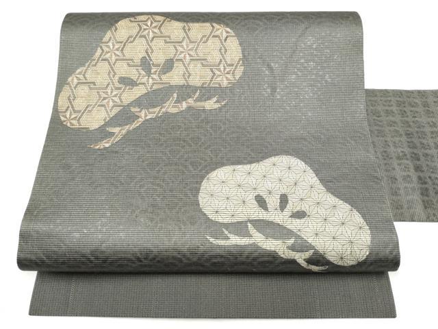 平和屋着物●九寸名古屋帯　幾何学松文　正絹　逸品　CABI9132hy
