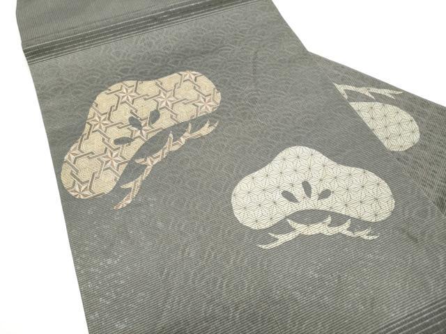 平和屋着物●九寸名古屋帯　幾何学松文　正絹　逸品　CABI9132hy