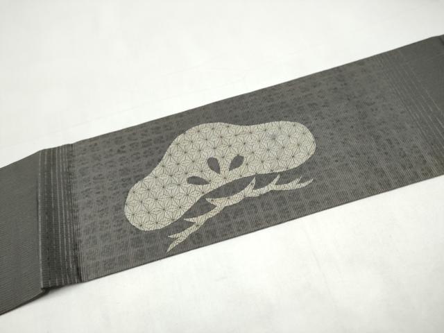 平和屋着物●九寸名古屋帯　幾何学松文　正絹　逸品　CABI9132hy