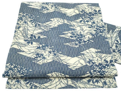平和屋着物●全通柄　九寸名古屋帯　型染め　草花文　正絹　逸品　CABI9133hy