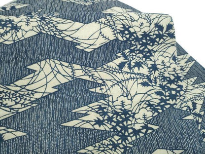 平和屋着物●全通柄　九寸名古屋帯　型染め　草花文　正絹　逸品　CABI9133hy