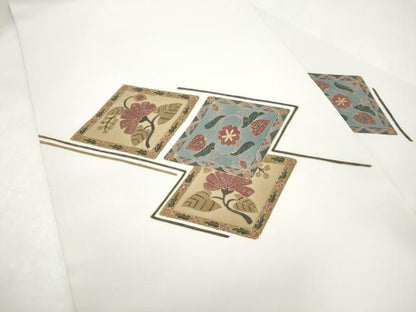 平和屋着物●塩瀬　九寸名古屋帯　菱花唐草文　金彩　正絹　逸品　CABI9134hy