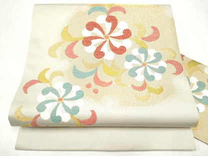 平和屋着物●九寸名古屋帯　唐織　花唐草文　金糸　正絹　逸品　CABI9137hy