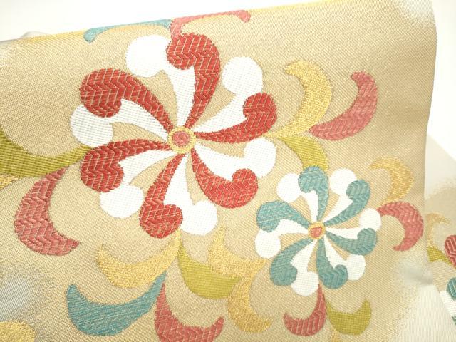 平和屋着物●九寸名古屋帯　唐織　花唐草文　金糸　正絹　逸品　CABI9137hy