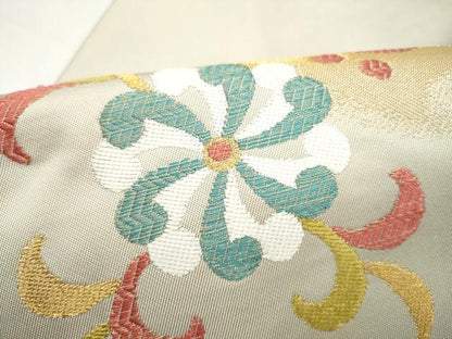 平和屋着物●九寸名古屋帯　唐織　花唐草文　金糸　正絹　逸品　CABI9137hy