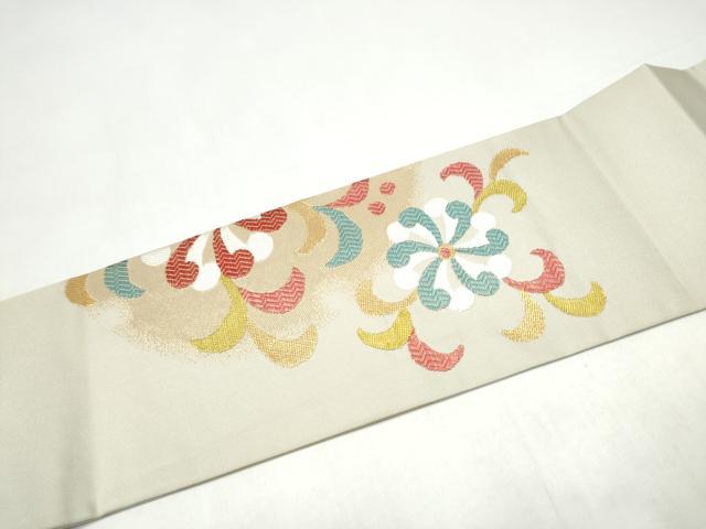 平和屋着物●九寸名古屋帯　唐織　花唐草文　金糸　正絹　逸品　CABI9137hy