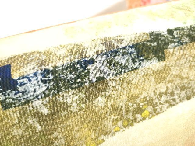 平和屋着物●塩瀬　九寸名古屋帯　作家物　霞文　金銀彩　正絹　逸品　CABI9140hy