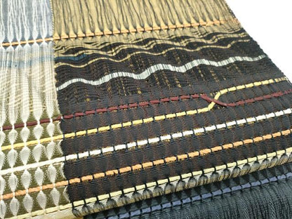 平和屋着物▽八寸名古屋帯　スリーシーズン　春夏秋　もじり織　幾何学文様　正絹　逸品　CABI9143hy