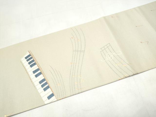 平和屋着物●九寸名古屋帯　楽器文　金糸　正絹　逸品　CABI9148hy