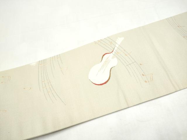 平和屋着物●九寸名古屋帯　楽器文　金糸　正絹　逸品　CABI9148hy